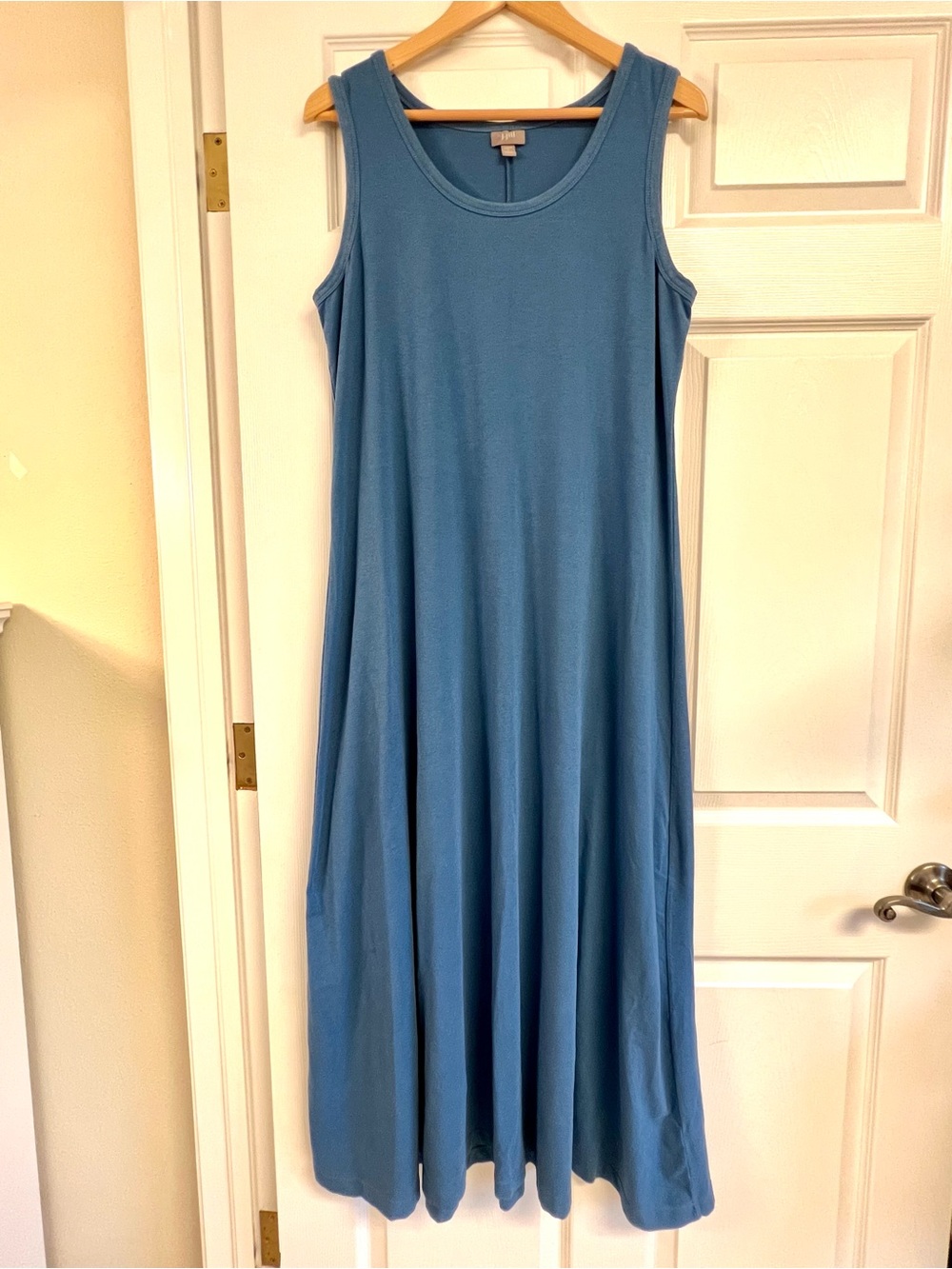 J. Jill Wearever Sleeveless Maxi Dress L Blue Pima Cotton Modal Stretch casual